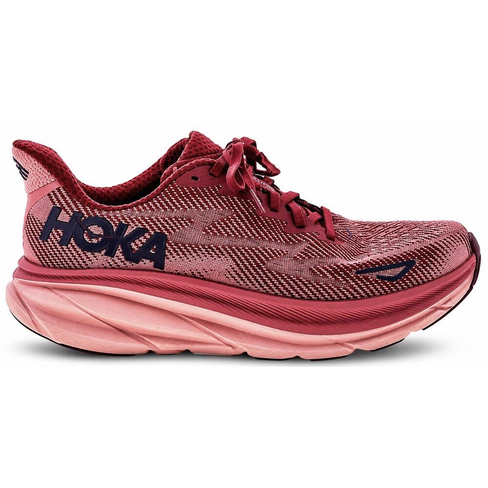 HOKA One One Clifton 9 Running Shoes Women’s Size 9 Burgundy Athletic Sneakers